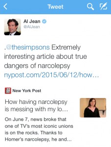 the simpsons narcolepsy al jean response 1